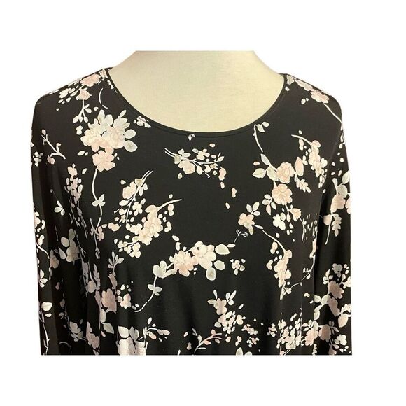 Karl Lagerfeld Women’s Black Multi-Color Floral Blouse With Trumpet Sleeves Size - Picture 4 of 13